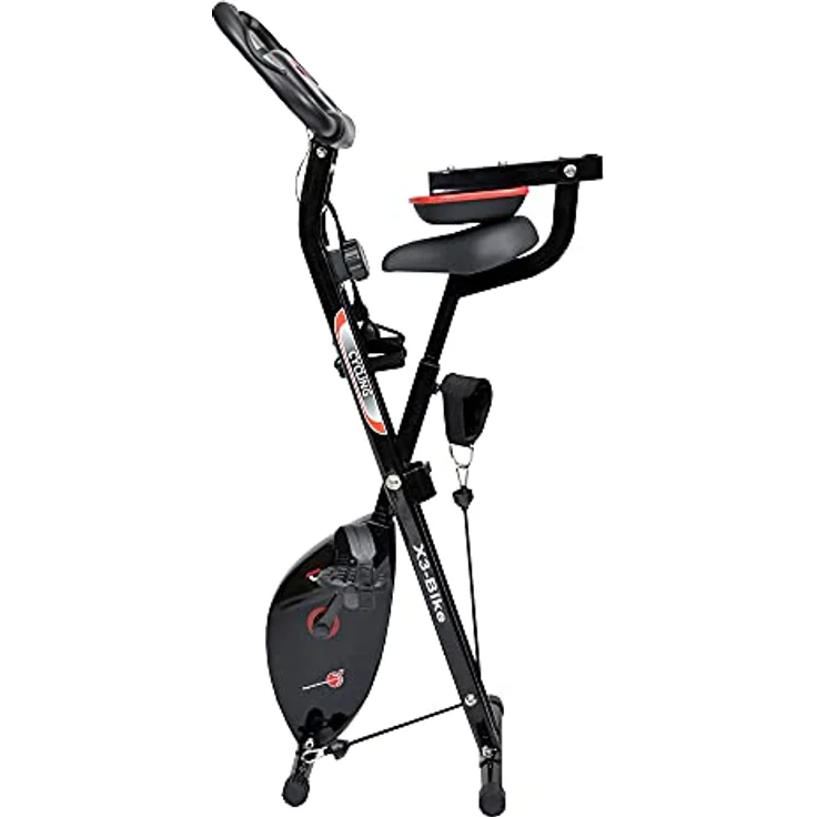 Christopeit Sport Klappheimtrainer X 3 Bike - 8-Stufig, bis 100kg Gewicht, 5kg Magnet-Bremssystem, inkl. Seilzügen, Schwarz – Bild 5