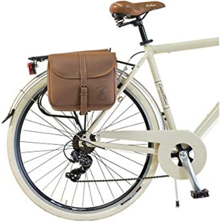 Via Veneto By Canellini Fahrrad Rad Citybike CTB Herren Vintage Retro Alluminium Beige 54, Shimano TX50 6-Gang-Schaltung, Tasche seitlich aus braunem Leder – Bild 3