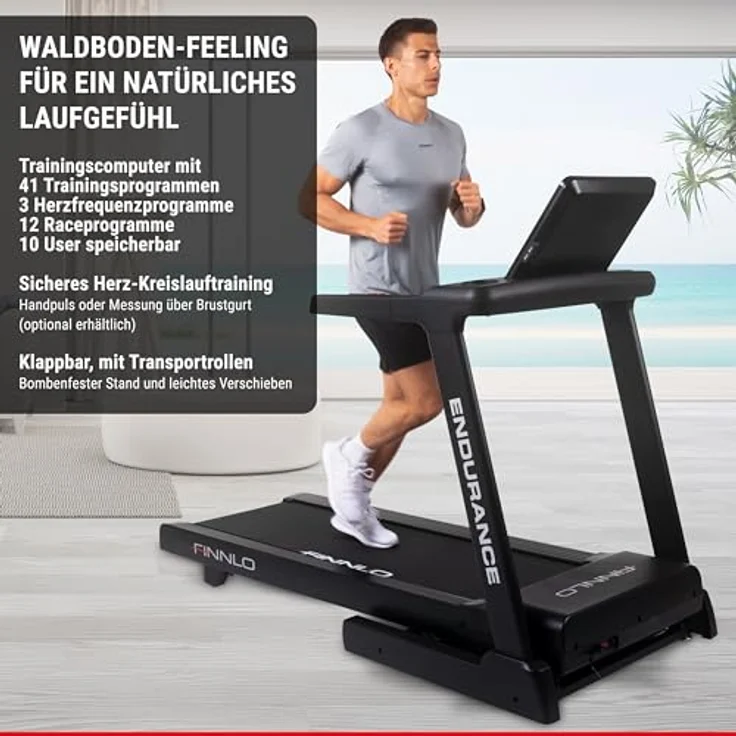 HAMMER Finnlo Laufband Endurance TFT, 41 Programme, 24 km/h, Kinomap und Zwift kompatibel, 15.1 Zoll TFT Monitor, 6,5 PS Motor, Bluetooth, 2 USB-Anschlüsse – Bild 5