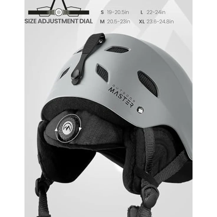OutdoorMaster Kelvin Skihelm, Snowboardhelm für Herren, Damen & Jugendliche, verstärkte ABS-Schale, stoßabsorbierender EPS-Kern, optimal belüftet, Größe M, grau – Bild 2