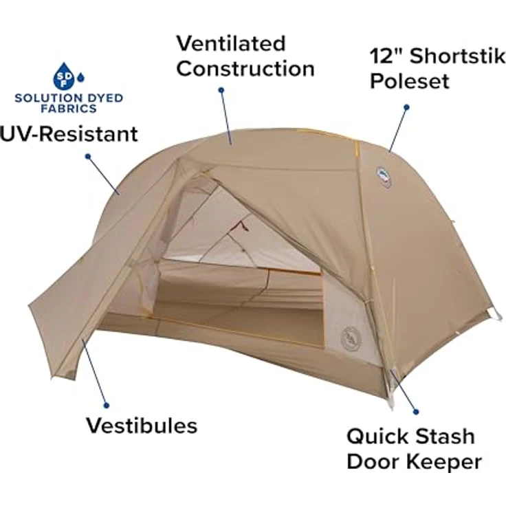 BIG AGNES Tiger Wall UL2 Bikepack Zelt, Greige-Gray - Ultraleichtes Fahrradpack-Zelt mit Doppelreißverschluss-Tür – Bild 3