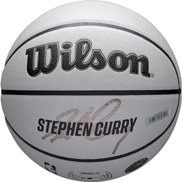 Wilson NBA Player Icon UV Basketball, Stephen Curry Design, Grau, Größe 7, mit UV-Schutz, Pure Feel Textur und True Grip Beschichtung – Bild 1