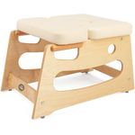 Bodhi Kopfstandhocker, Yoga Hocker aus Holz mit ergonomischen Griffen, Polster für Umkehrhaltung, inklusive Zusatzpolster, beige