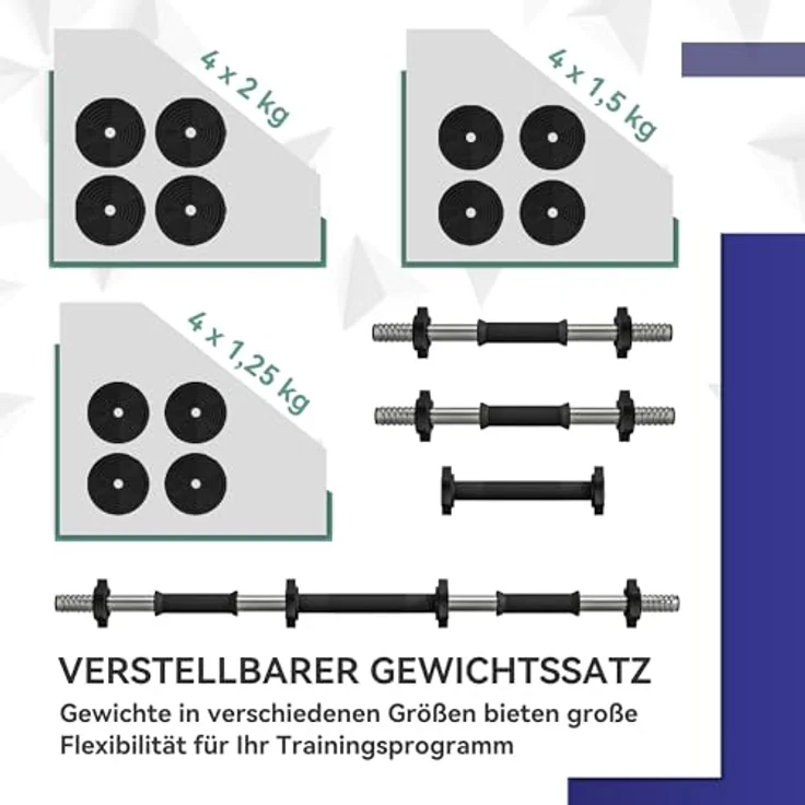 SPORTNOW 2-in-1 Hantel Set, verstellbar bis 20 kg mit 12 Hantelscheiben, bodenschonend für Krafttraining und Fitness, Schwarz – Bild 4