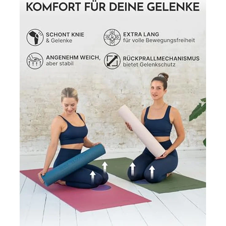 NEOLYMP Yogamatte rutschfest & gelenkschonend, 183x61cm PVC Fitnessmatte für Yoga, Pilates & Workout, Indigoblau – Bild 5