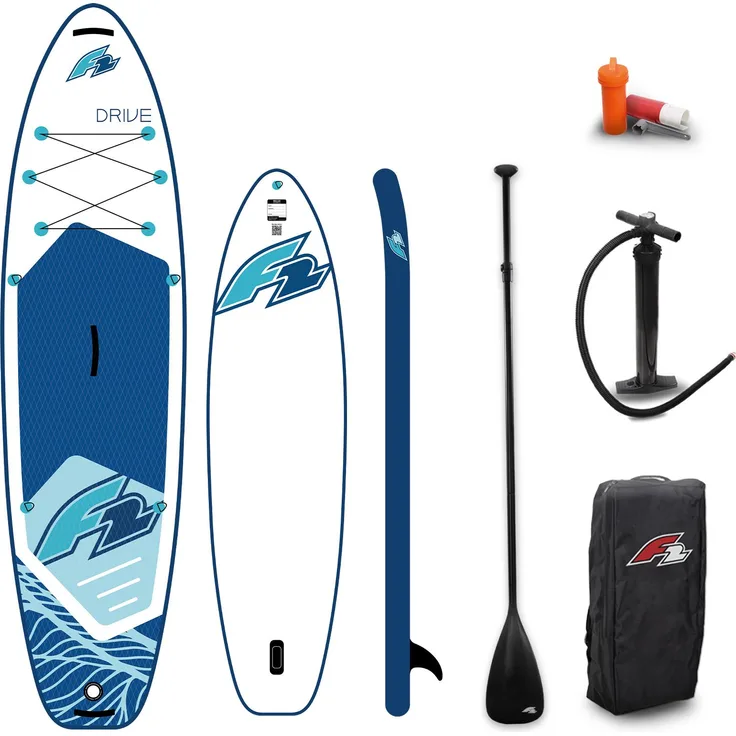 F2 Drive SUP Stand Up Paddle Board 350cm 11,5, robustes Dropstitch-Material, rutschfestes Deckpad, Weiss