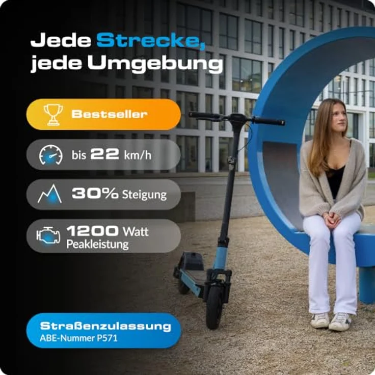 ePowerFun ePF-PULSE 960+ Plus, E-Scooter mit 104 km Reichweite, Vollfederung, 500 W Motor, ABE-zugelassen – Bild 2