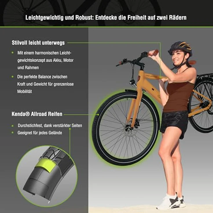 SachsenRAD C3T Urban Trekking E-Bike, 28 Zoll, 250W Motor, Riemenantrieb, 18kg ultraleicht, orange – Bild 8