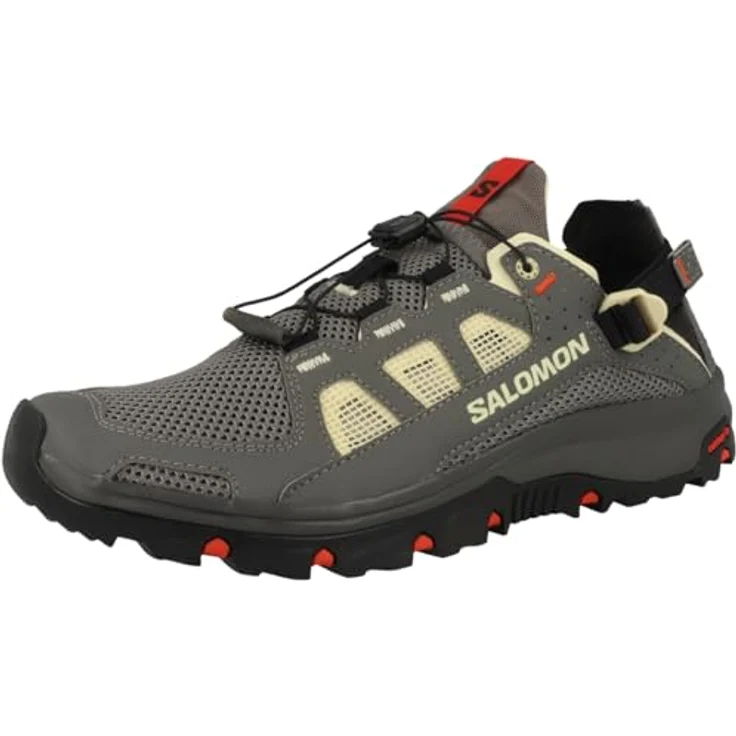 Salomon Techamphibian 5, Herren Wanderschuhe mit atmungsaktivem Mesh, Quicklace-Schnürsystem, Grau, Größe 46 – Bild 4