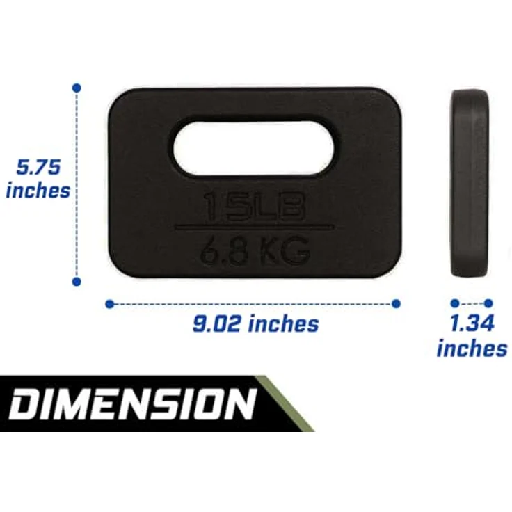 Yes4All AKHG Gusseisen Ruck Plate Gewichte, 6,8 KG | 15 PFUND – Bild 2