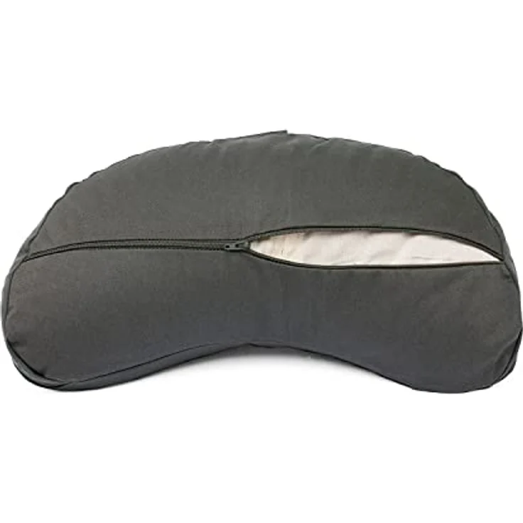 Bodhi Meditationskissen Halbmond | Yogi MOND ECO | Bezug aus 100% Bio-Baumwolle | Yogakissen halbmondförmig mit Buchweizenfüllung | Halbmondkissen für Yoga & Meditation | anthrazit – Bild 2