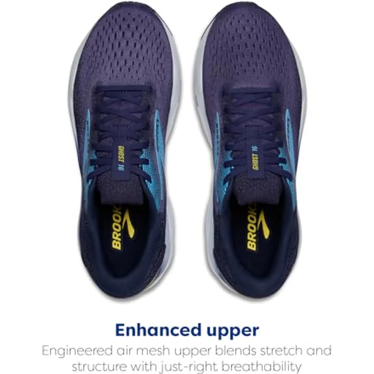 Brooks Ghost 16, Laufschuh für Herren mit softer Dämpfung, optimierter Passform, atmungsaktivem Obermaterial, blau/bonnie blau/gelb, Größe 46 – Bild 4