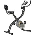 HOMCOM Heimtrainer, X-Bike, 2-in-1 Fahrradtrainer 6 kg Schwungrad, Trimmrad mit 16 stufig einstellbarem Magnetwiderstand und 1 Paar Spannseil, Stahl, Schwarz+Grau, 51 x 97 x 115 cm