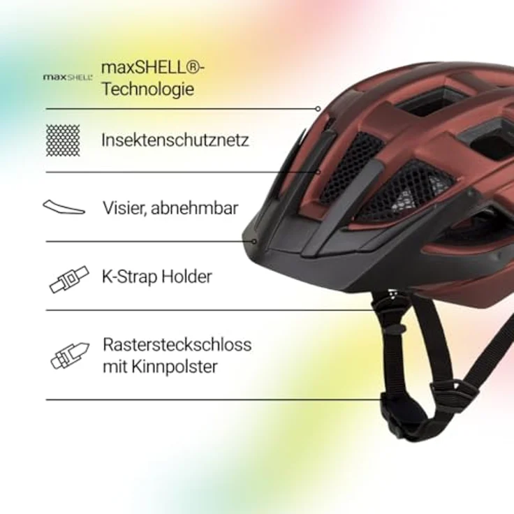 KED Kailu Jugend MTB Helm, robuster Mountainbike-Helm mit K-FIT Anpassungssystem, 23 Öffnungen für Spitzenbelüftung, Farbe: Maroon Red, Größe: 49-53 (S) – Bild 2