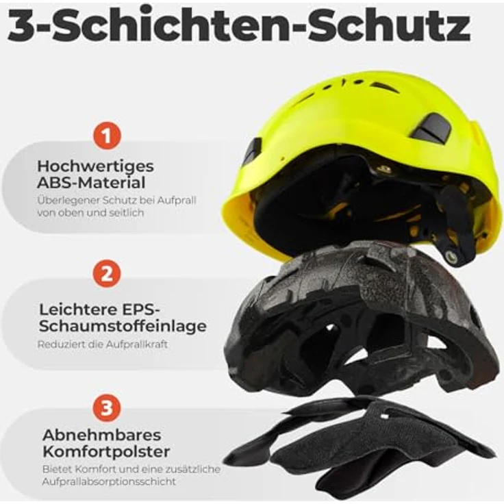 Mustbau Kletterhelm HSE06S, mit gefütterten Schaumstoffpolstern, abnehmbaren Schweißband und optimaler Belüftung, für Bergsteigen, BAU und Gartenarbeit, Grün – Bild 3