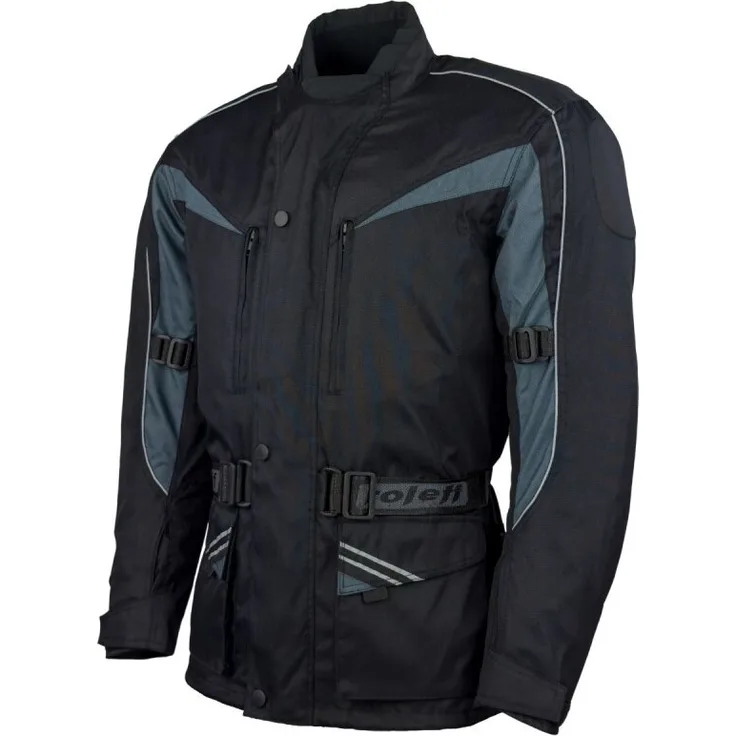 Roleff RO10003 Motorradjacke, Schwarz/Grau, wasserdicht, atmungsaktiv, mit Protektoren, Größe L