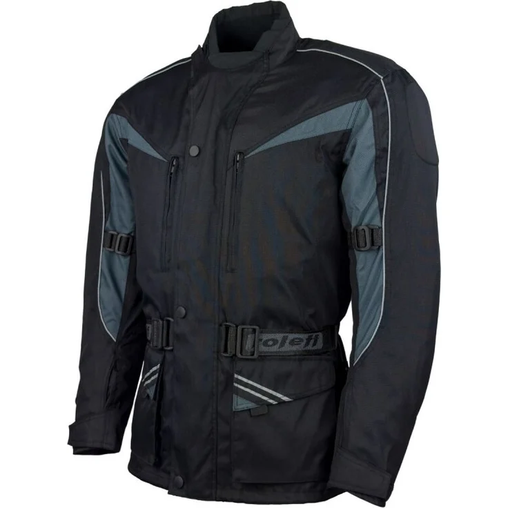 Roleff RO10003 Motorradjacke, Schwarz/Grau, wasserdicht, atmungsaktiv, mit Protektoren, Größe L – Bild 1