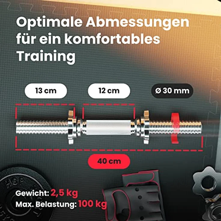 Hop-Sport Guss Hantelset mit Langhantelstange, Kurzhantelstangen und Gewichten, 1x Langhantel, 2X Kurzhantel, Set 39kg 59kg oder 79kg zur Auswahl (79kg) – Bild 5