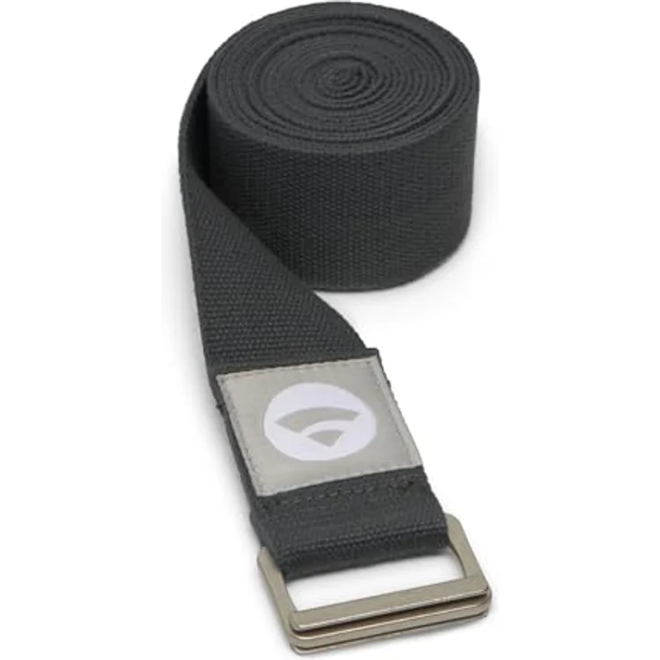 Bodhi Padma Yogagurt XL, Yoga Belt aus 100% Baumwolle, extra breites Yogaband mit waschbarer Schiebeschnalle aus Edelstahl, anthrazit – Bild 1