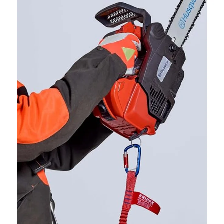 Knipex 00 50 12 T BK Fangleine mit fixiertem Materialkarabiner, 90 cm lang, für Werkzeugsicherung bis 6 kg, schwarz – Bild 4