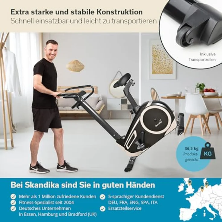Skandika Ergometer Morpheus | Heimtrainer für Zuhause, 12 kg Schwungmassensystem, 32 Levels, 24 Programme, App Kompatibel mit Kinomap, Pulsgurt, Tablethalterung | Indoor Fahrrad bis 150 kg – Bild 2