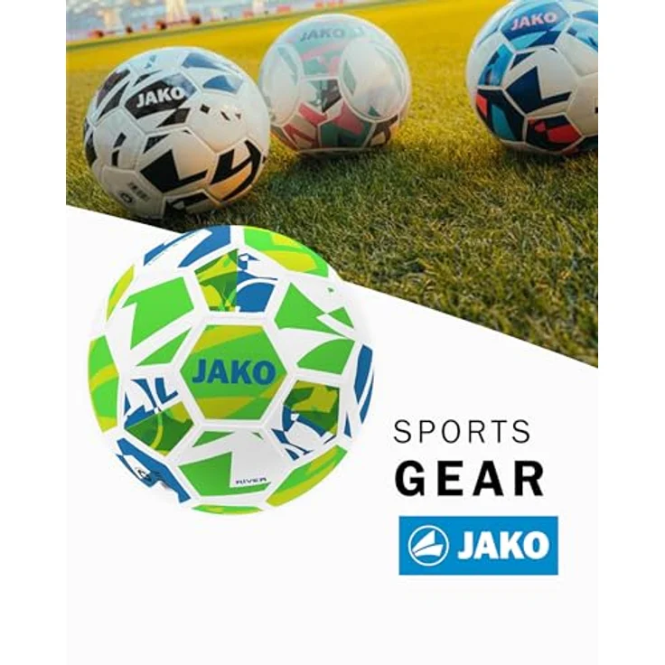 JAKO Lightball River, Fußball Größe 4, weiß/neongrün/neongelb, 290g, langlebig und formstabil – Bild 2