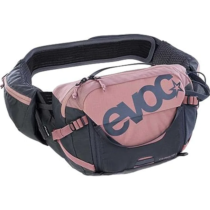 EVOC HIP PACK PRO, Unisex Hüfttasche mit 1,5 l Trinkblase, optimale Passform und effiziente Rückenbelüftung, Dusty Pink / Carbon Grey