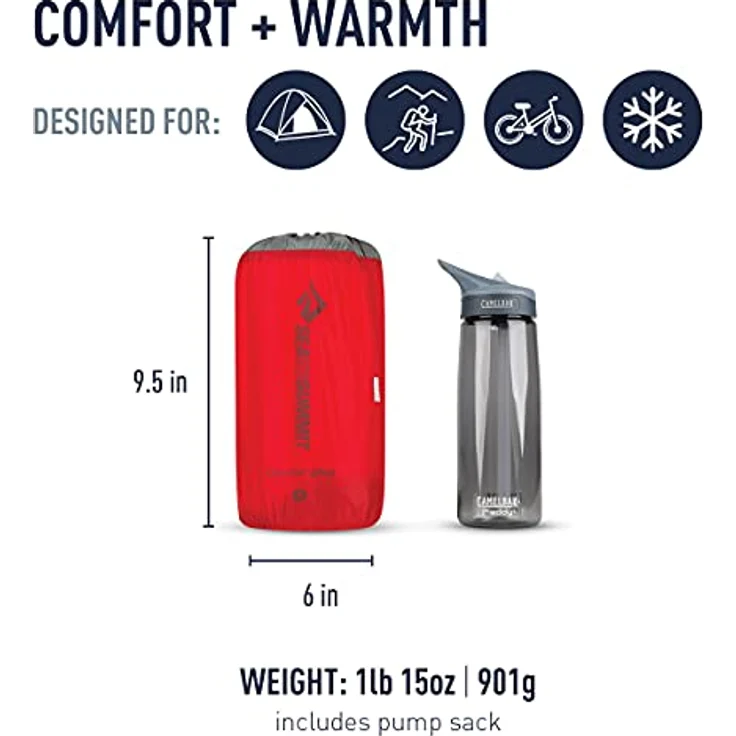 SEATO SUMMIT Colchoneta hinchable aislada COMFORT PLUS R, robuste Isomatte in rot mit flexibler Gestaltung und hoher Haltbarkeit – Bild 2
