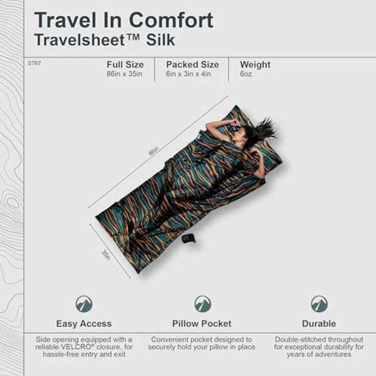 Cocoon TravelSheet, Schlafsack aus hochwertiger Seide, 220 cm, extrem leicht und temperaturausgleichend – Bild 3