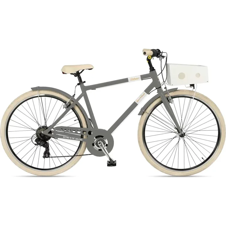 Via Veneto Cruiser 28 Zoll MILANO Man grau, Citybike mit SHIMANO 6-Gang Kettenschaltung und Aluminium-Felgen