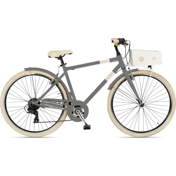 Via Veneto Cruiser 28 Zoll MILANO Man grau, Citybike mit SHIMANO 6-Gang Kettenschaltung und Aluminium-Felgen