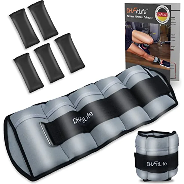 DH FitLife 2er-Set 4,5kg Fußgelenk Gewichtsmanschetten mit verstellbaren Gewichten für Beine und Arme | 2 Variationen 2,5kg&4,5kg | ankle Weights | Knöchelgewichte für Krafttraining