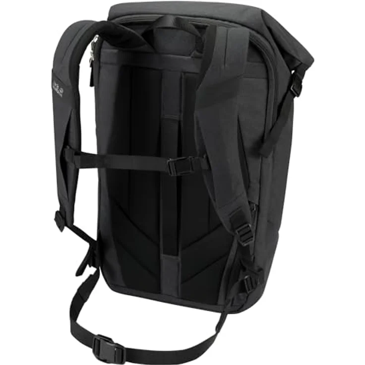 Jack Wolfskin Mainkai Rolltop, Robuster Pendler-Rucksack in extrem wasserdichtem Material, schwarz – Bild 3