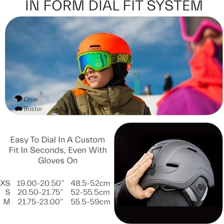Giro Crüe, Skihelm (52 - 55 cm, S) mit skate-inspiriertem Design und Hartschalenkonstruktion, In Form Anpassungssystem – Bild 4