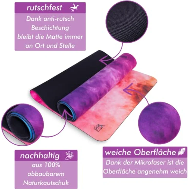 CASAFIT Casa Fit Premium Yogamatte, Rutschfeste Fitnessmatte extra-dick und langlebig, Ideal für Yoga, Pilates und Gymnastik – Bild 2