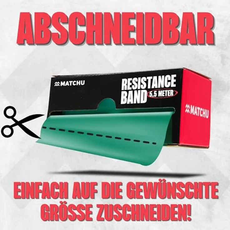 Matchu Sports Widerstandsbänder, 100% Latex, abschneidbar, 5.5M, Grün - Mittel (5-6 KG) – Bild 2