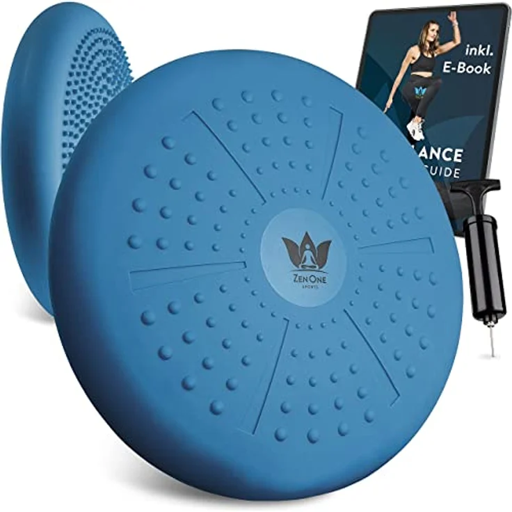 ZenOne Sports Ballsitzkissen, orthopädisches Sitzkissen, Luftkissen für Koordinations- & Rückentraining, Balance-Kissen für Reha, Core-, Fitnesstraining, inkl. Pumpe, E-Book & Workout-Guide & -Video – Bild 1