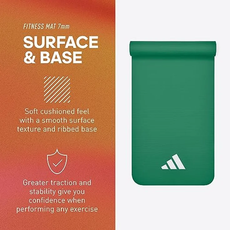 adidas Yogamatte, 7 mm, rutschfest, aus hautfreundlichem NBR-Material, 173 x 61 cm – Bild 2