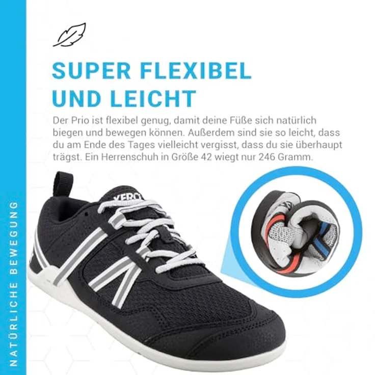 Xero Shoes Prio Laufschuhe, Mesh Obermaterial, Anti-Rutsch-Sohle, Schwarz EU 43 – Bild 4