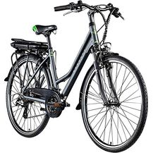 Bild für ZÜNDAPP Z802 E Bike Trekking 155-185 cm, 21 Gänge, bis 115 km, 28 Zoll Elektrofahrrad mit LED Display (grau/grün, 48 cm)