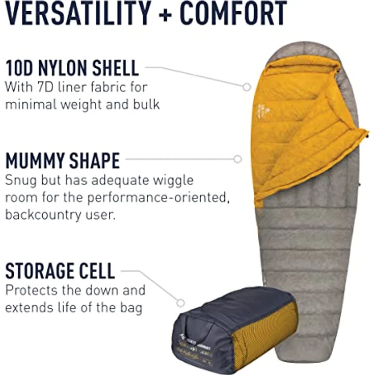 Sea to Summit Spark SpIV Schlafsack, Dark Grey-Yellow, langlebig und robust, Long Links – Bild 4