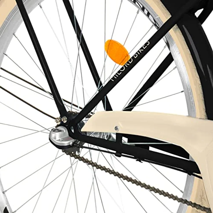 Milordbikes City-Fahrrad, Schwarz und Creme, 46 cm, leicht rollende 700C Reifen, Metallrahmen, Freizeit und Sport – Bild 7