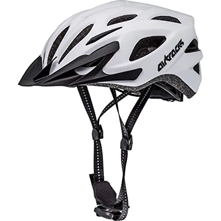 Airtracks Savage KJ-201 Fahrradhelm, In-Mould Konstruktion, 20 Belüftungsöffnungen, Größe L/XL (58cm-63cm), weiß, Unisex