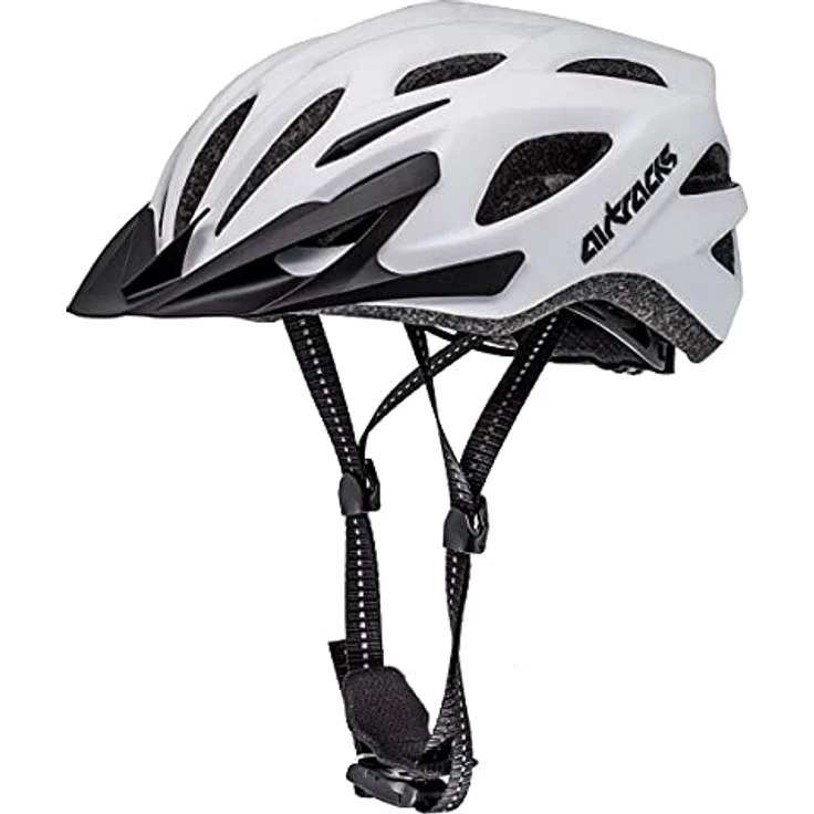 Airtracks Savage KJ-201 Fahrradhelm, In-Mould Konstruktion, 20 Belüftungsöffnungen, Größe L/XL (58cm-63cm), weiß, Unisex – Bild 1