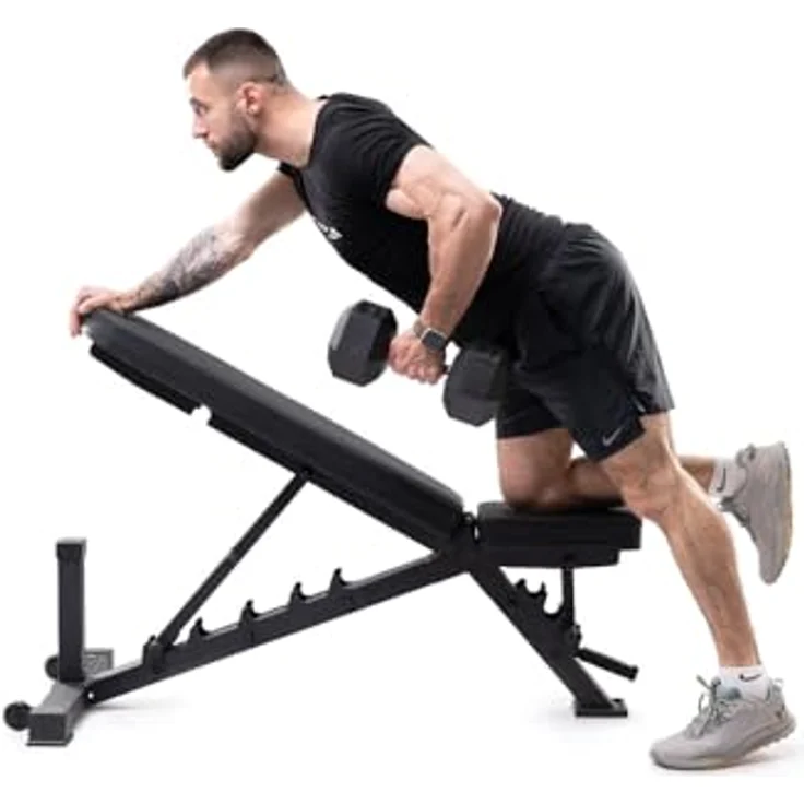 Atletica B4 Schrägbank | Fitness-Studio Qualität | Rückenlehne mit Metallplatte verstärkt | Langlebiger Mesh-Bezug | 8cm Dicke Polsterung | Klasse H Zertifiziert | Schwarz – Bild 2