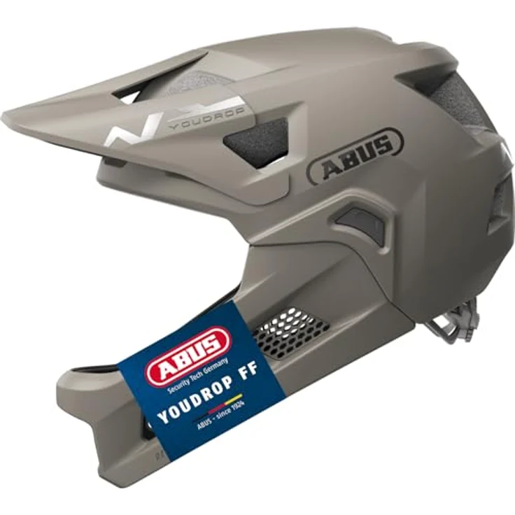 ABUS MTB-Helm YouDrop FF, Fullface-Helm für Kinder und Jugendliche, abnehmbarer Kinnschutz, grau, Größe S – Bild 1