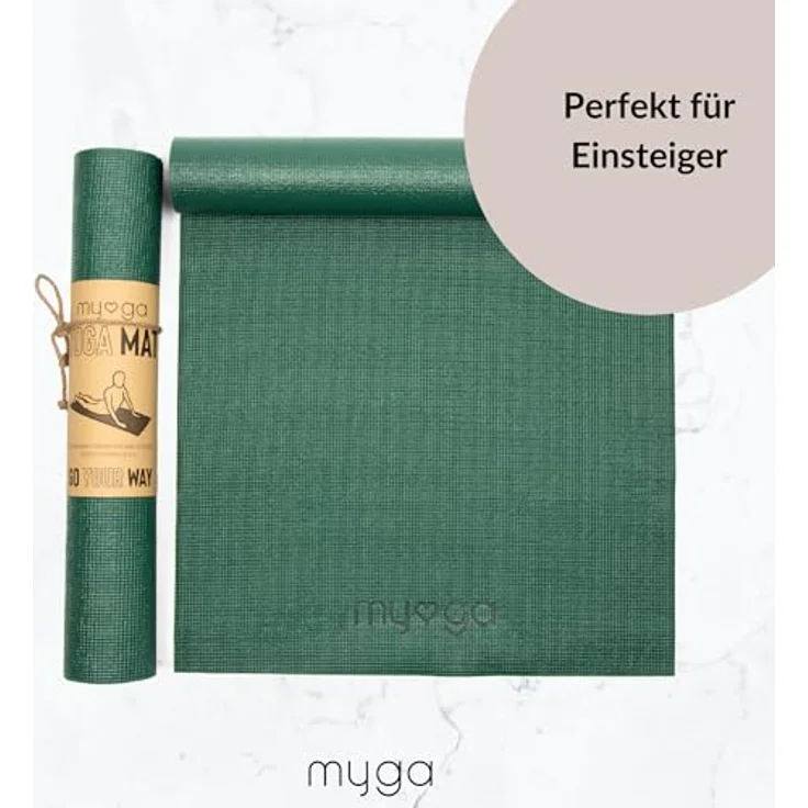 Myga Einsteiger-Yogamatte, rutschfest und leicht zu tragen, 4 mm dick, ideal für Yoga, Pilates und Fitnessübungen, 173 cm x 61 cm, grün – Bild 2
