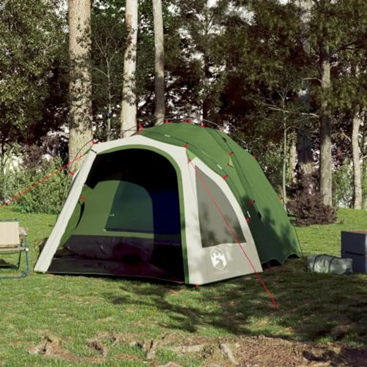 vidaXL Kuppel Campingzelt 3 Personen, Quick-Release-System, E-Anschluss, Grün 190T Polyester – Bild 3