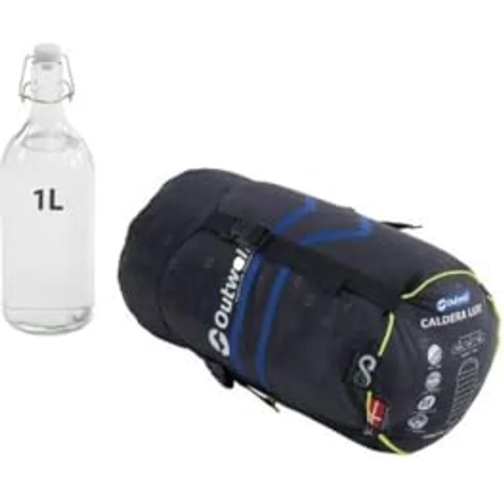 Outwell Deckenschlafsack Caldera Lux, kompaktes Packmaß mit superweicher Polyesterhülle, V-förmigem Steppmuster und Kissenfach in der Kapuze – Bild 4