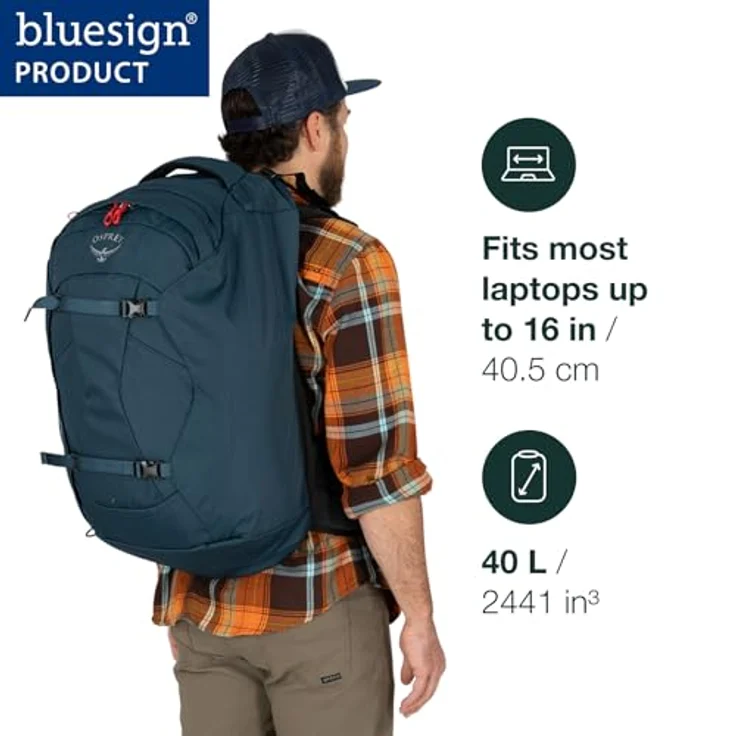 Osprey Herren Rucksack, Nylon, Tunnel Vision Grau, Einheitsgröße mit verstellbarer AirScape Rückwand – Bild 2